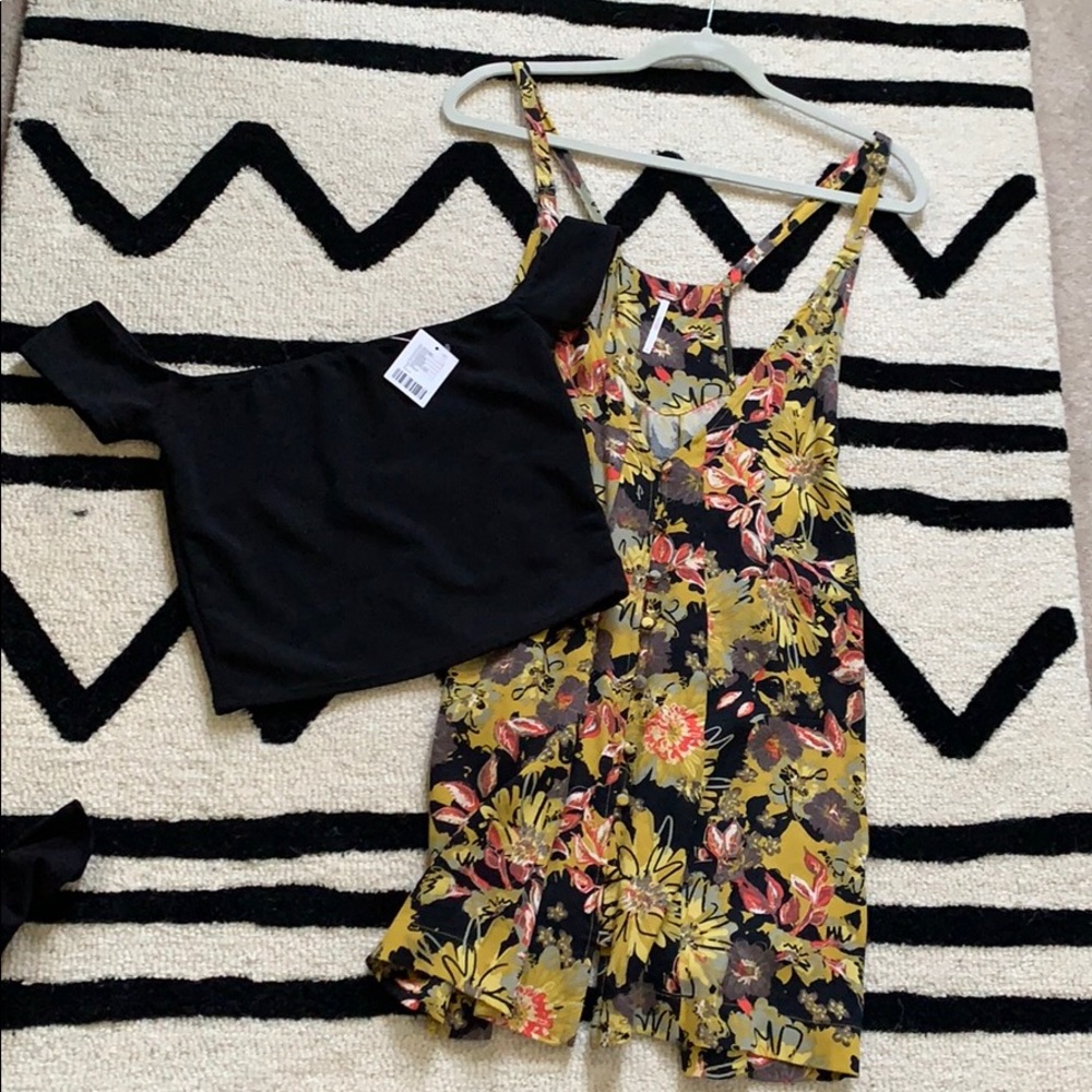 Racer-back  mini dress with off shoulder top